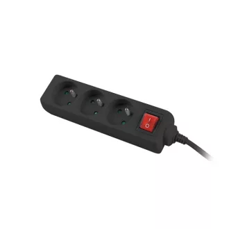   Lanberg PS1-03E-0150-BK elektromos elosztó 1,5 M 3 AC kimenet(ek) Beltéri Fekete