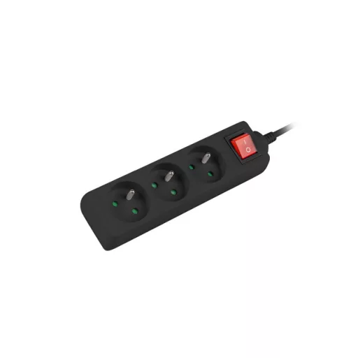 Lanberg PS1-03E-0150-BK elektromos elosztó 1,5 M 3 AC kimenet(ek) Beltéri Fekete