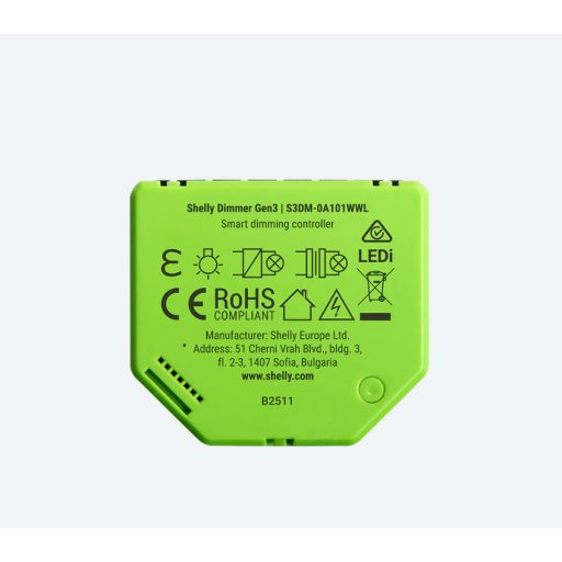 Shelly Dimmer Gen3 Beépített Fekete, Lime