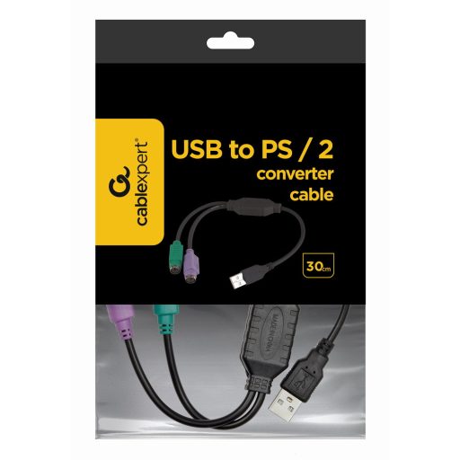 Gembird UAPS12-BK PS/2 kábel 0,3 M 2x 6-p Mini-DIN USB A Fekete, Zöld, Lila