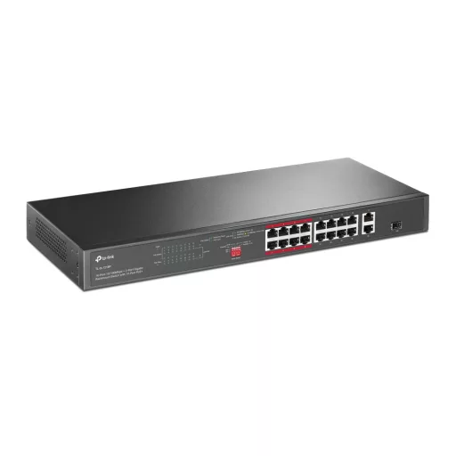 TP-Link TL-SL1218P hálózati kapcsoló Beállítást nem igénylő (unmanaged) Gigabit Ethernet (10/100/1000) Ethernet-áramellátás (PoE) támogatása 1U Fekete