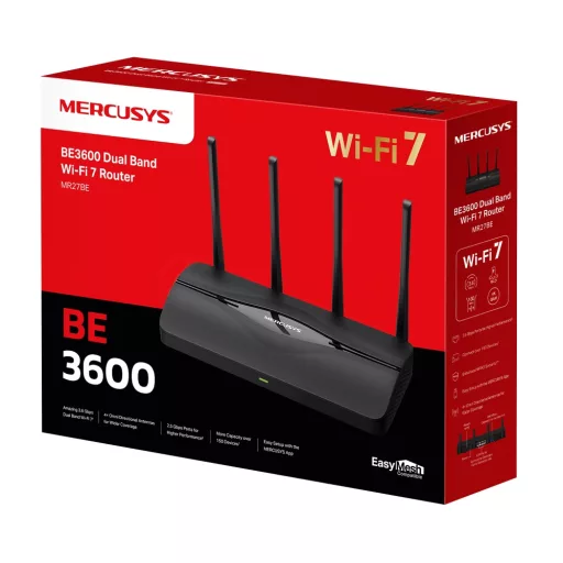 Mercusys MR27BE vezetéknélküli router 2.5 Gigabit Ethernet Kétsávos (2,4 GHz / 5 GHz) Fekete