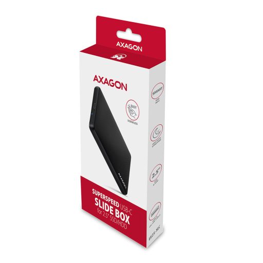 Axagon EE25-SLC tárolóegység burkolat HDD/SSD ház Fekete 2.5"