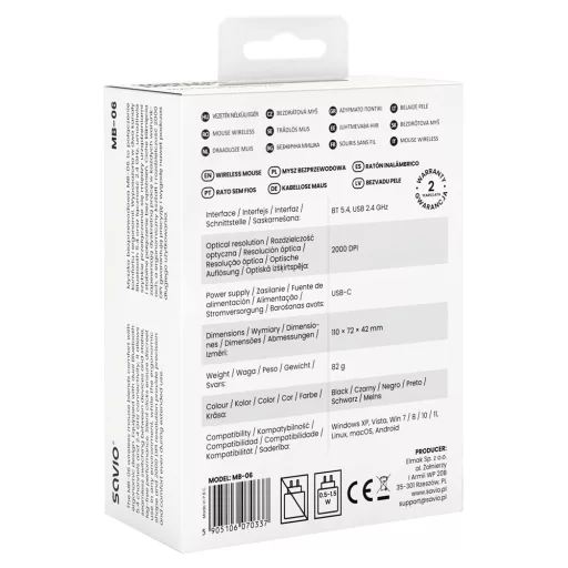 Savio MB-06 egér Univerzális Kétkezes Bluetooth 3800 DPI