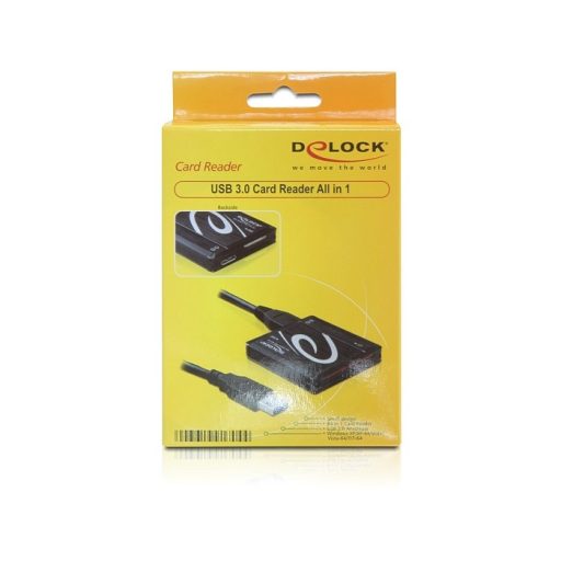 DeLOCK USB 3.0 Card Reader All in 1 kártyaolvasó USB 3.2 Gen 1 (3.1 Gen 1) Fekete