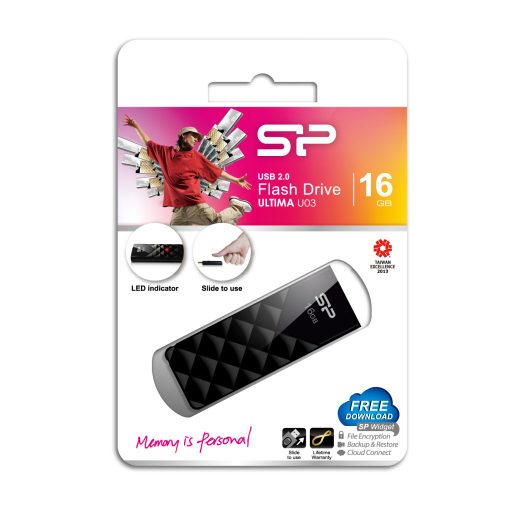 Silicon Power Ultima U03 USB flash meghajtó 16 GB USB A típus 2.0 Fekete