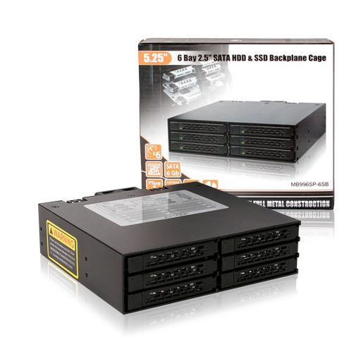 Icy Dock MB996SP-6SB lemeztömb 0 TB Fekete