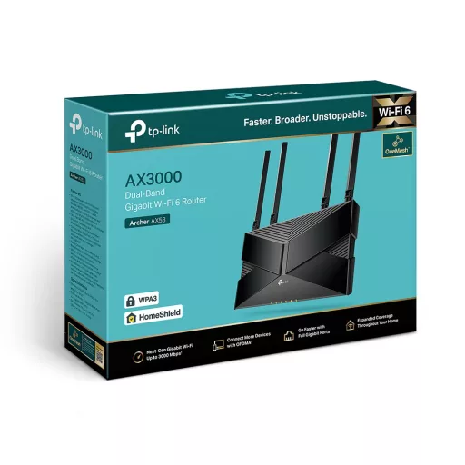 TP-Link Archer AX53 vezetéknélküli router Gigabit Ethernet Kétsávos (2,4 GHz / 5 GHz) Fekete