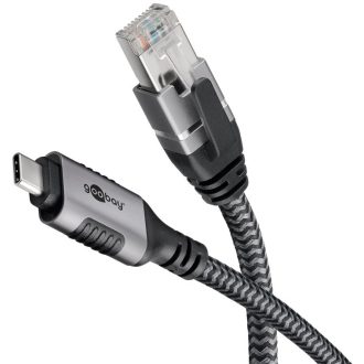   Goobay 70753 csatlakozó átlakító USB C RJ-45 Fekete, Ezüst