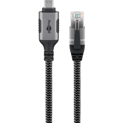 Goobay 70753 csatlakozó átlakító USB C RJ-45 Fekete, Ezüst