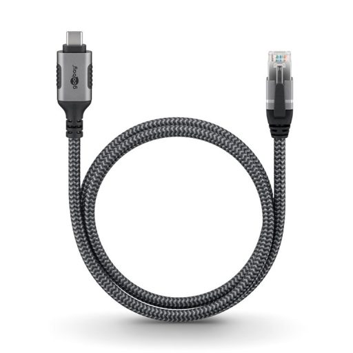Goobay 70753 csatlakozó átlakító USB C RJ-45 Fekete, Ezüst