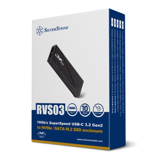 Silverstone SST-RVS03 tárolóegység burkolat Külső SSD ház Fekete M.2