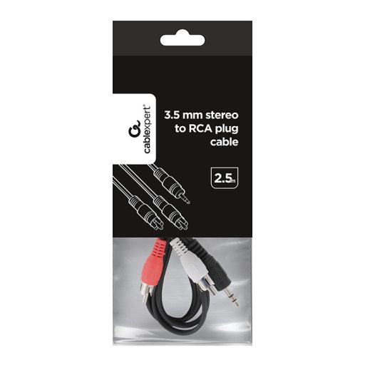 Gembird 2.5m, 3.5mm/2xRCA, M/M audio kábel 2,5 M Fekete, Vörös, Fehér