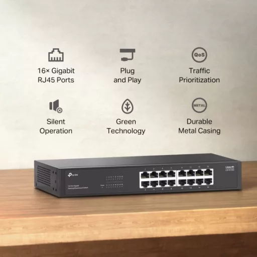 TP-Link LS1016G hálózati kapcsoló Beállítást nem igénylő (unmanaged) Gigabit Ethernet (10/100/1000) Fekete