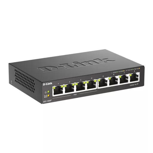D-Link DGS-1008P/E hálózati kapcsoló Beállítást nem igénylő (unmanaged) L2 Gigabit Ethernet (10/100/1000) Ethernet-áramellátás (PoE) támogatása Asztali Fekete