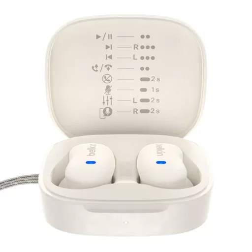 Belkin SoundForm Anywhere Headset Vezetékes és vezeték nélküli Hallójárati Hívás/zene USB C-típus Bluetooth Fehér