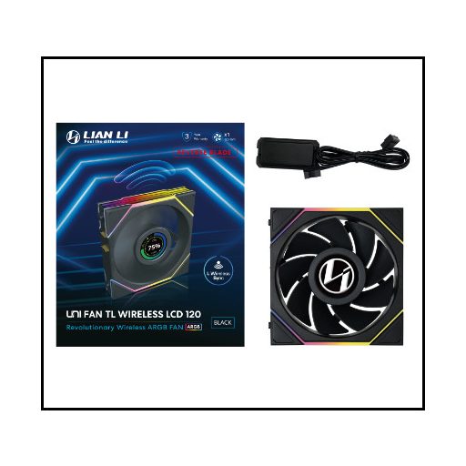 Lian Li Uni Fan TL120 LCD Reverse Blade Wireless 12 cm Fekete 1 db