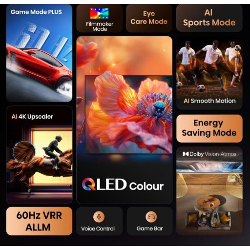 Hisense 50E77Q 127 cm (50") 4K Ultra HD Smart TV Wi-Fi Fekete