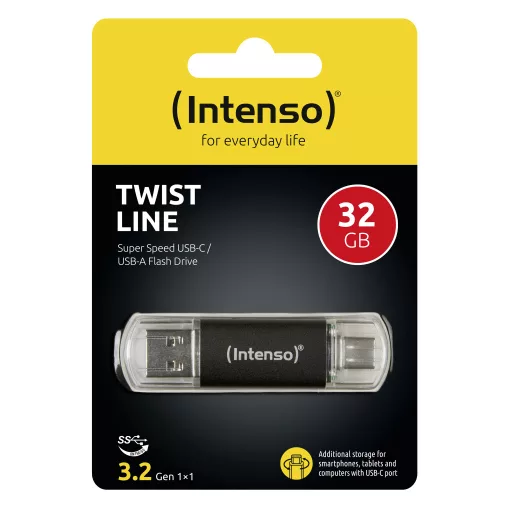 Intenso Twist Line USB flash meghajtó 32 GB USB Type-A / USB Type-C 3.2 Gen 1 (3.1 Gen 1) Antracit