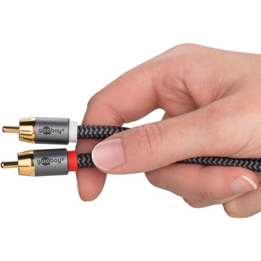 Goobay 65303 audio kábel 10 M 2 x RCA RCA Fekete, Ezüst