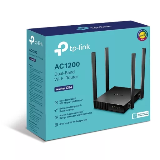 TP-Link Archer C54 vezetéknélküli router Fast Ethernet Kétsávos (2,4 GHz / 5 GHz) Fekete