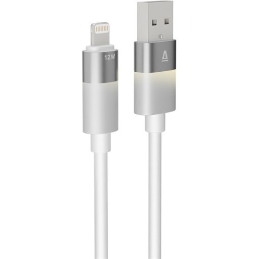 KAB AVAX CB311 GLOWY USB-A - Lightning töltőkábel, fehér - 2m