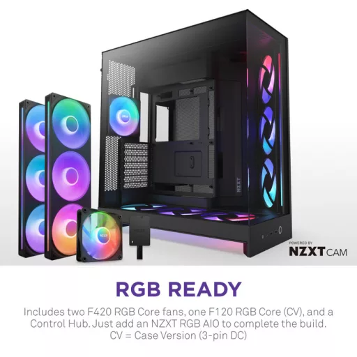 NZXT H9 Flow RGB+ Midi Tower Fekete