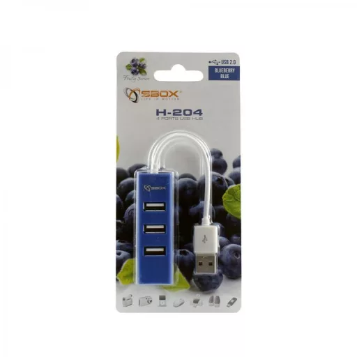 SBOX H-204BL hálózati csatlakozó USB 2.0 480 Mbit/s Kék
