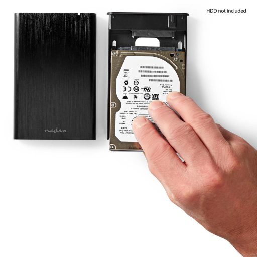 Nedis HDDE25410BK tárolóegység burkolat HDD ház Fekete 2.5"