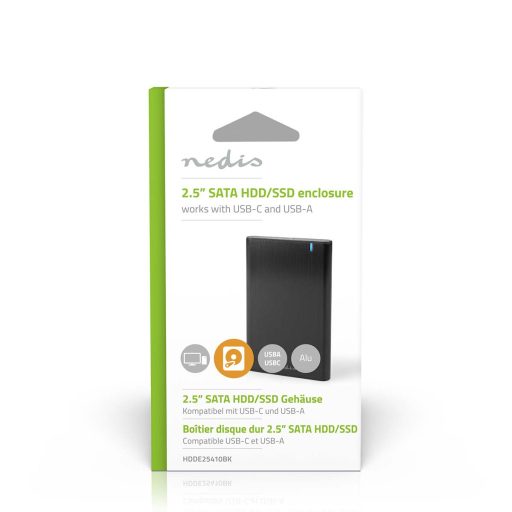 Nedis HDDE25410BK tárolóegység burkolat HDD ház Fekete 2.5"