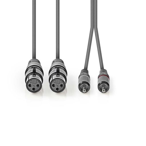 Nedis COTH15230GY15 audio kábel 1,5 M 2 x XLR (3-pin) 2 x RCA Szürke