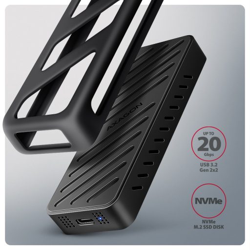 Axagon EEM2-20G NVMe-SSD-Gehäuse USB-C 3.2 20 Gbps 2230 - 2280 - schwarz Külső SSD ház Fekete M.2