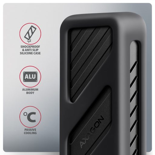 Axagon EEM2-20G NVMe-SSD-Gehäuse USB-C 3.2 20 Gbps 2230 - 2280 - schwarz Külső SSD ház Fekete M.2