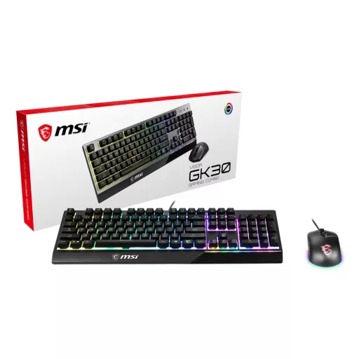 MSI VIGOR GK30 billentyűzet Egér mellékelve Játék USB QWERTY Amerikai angol Fekete