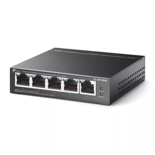 TP-Link TL-SF1005P Beállítást nem igénylő (unmanaged) Fast Ethernet (10/100) Ethernet-áramellátás (PoE) támogatása Fekete