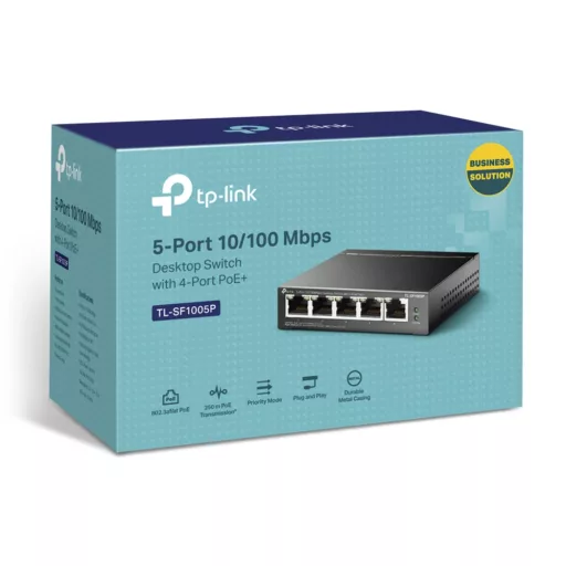 TP-Link TL-SF1005P Beállítást nem igénylő (unmanaged) Fast Ethernet (10/100) Ethernet-áramellátás (PoE) támogatása Fekete
