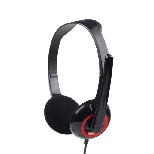 Gembird MHS-002 fejhallgató és headset Vezetékes Fejpánt Hívás/zene Fekete, Vörös