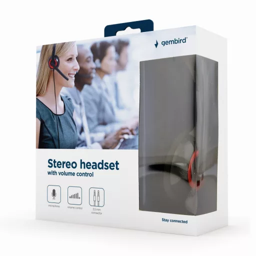 Gembird MHS-002 fejhallgató és headset Vezetékes Fejpánt Hívás/zene Fekete, Vörös