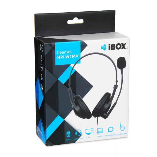 iBox W1MV Headset Vezetékes Fejpánt Iroda/telefonos ügyfélközpont Fekete