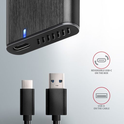 Axagon EEM2-SBC externes Gehäuse für M.2 SSDs USB-C 3.2 Gen 2 - schwarz Külső SSD ház Fekete