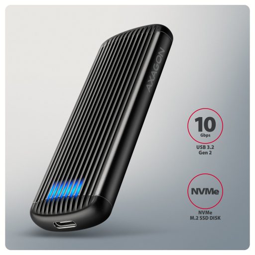 Axagon Külső SSD ház Szürke, Fekete M.2