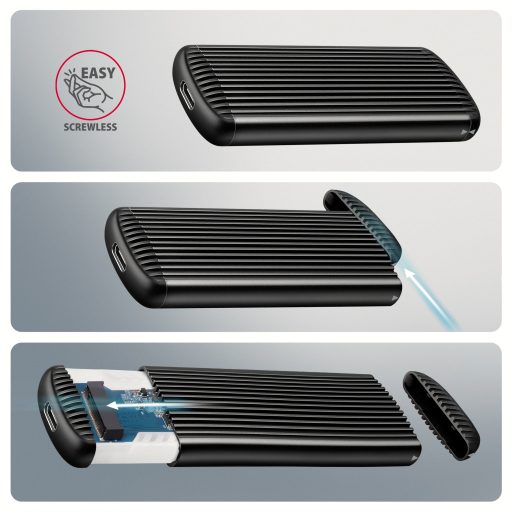 Axagon Külső SSD ház Szürke, Fekete M.2