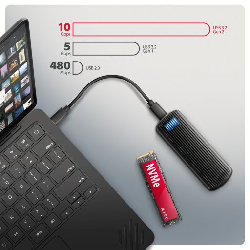 Axagon Külső SSD ház Szürke, Fekete M.2