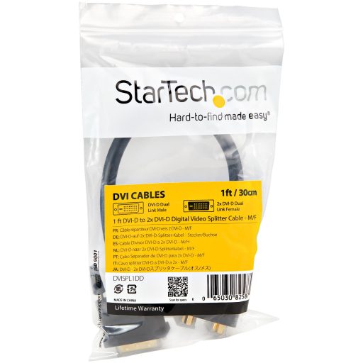 StarTech.com DVISPL1DD DVI kábel 0,3 M DVI-D 2 x DVI-D Fekete