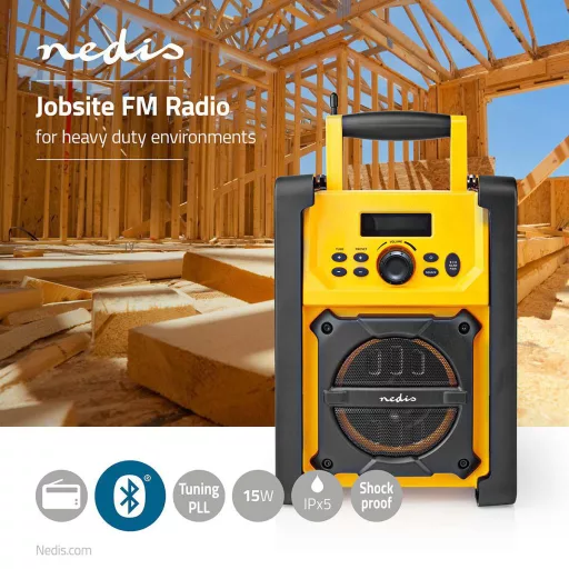 Nedis RDFM3100YW rádió Munkaterület Digitális Fekete, Sárga