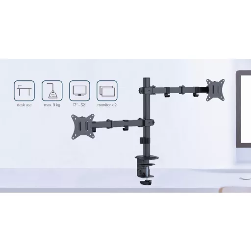 Gembird MA-D2-03 asztali TV konzol 81,3 cm (32") Fekete