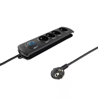   Qoltec 50104 túlfeszültségvédő Fekete 4 AC kimenet(ek) 230 V 1,5 M