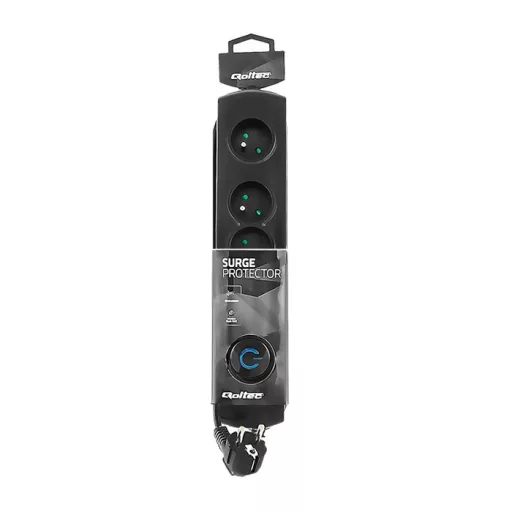 Qoltec 50104 túlfeszültségvédő Fekete 4 AC kimenet(ek) 230 V 1,5 M