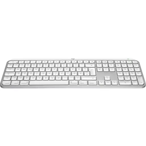 Logitech MX Keys S for Mac billentyűzet Irodai RF vezeték nélküli + Bluetooth QWERTZ Német Alumínium, Fehér
