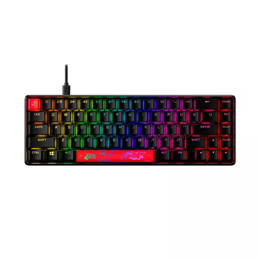 HyperX Alloy Origins 65 - Mechanical Gaming Keyboard - HX Red (USLayout) (HKBO1T-RD-US/N) billentyűzet Játék USB Fekete